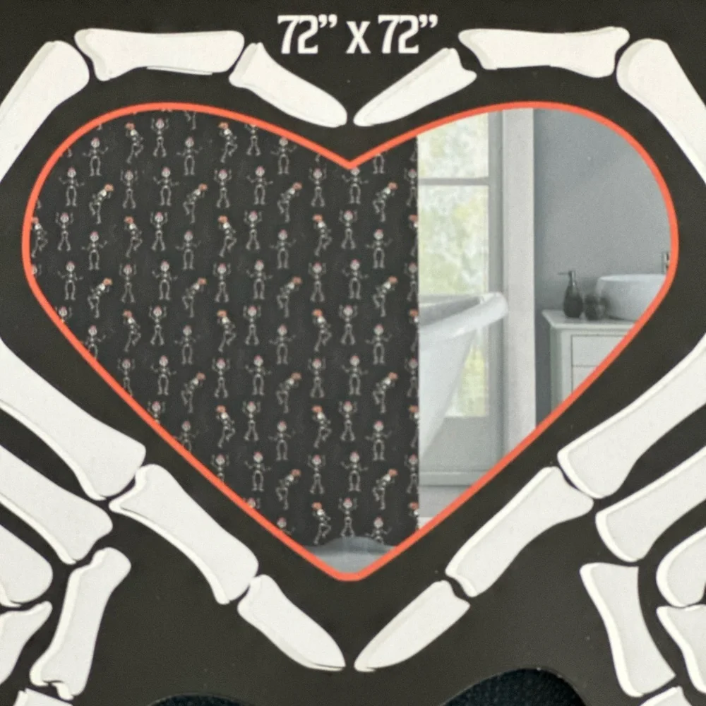 Black & Pink Dancing Skeleton Cowboy Western Print Shower Curtain